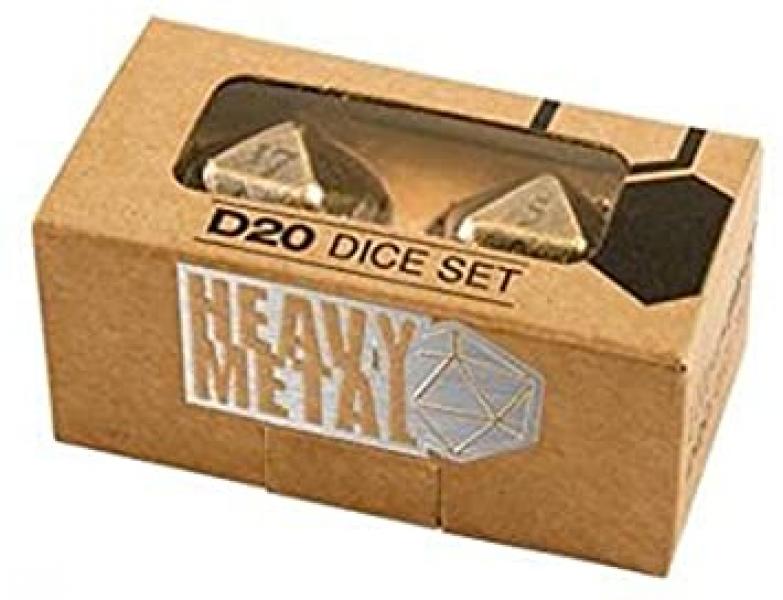 Heavy Metal D20 2 dice set - Gold w/ white numbers
