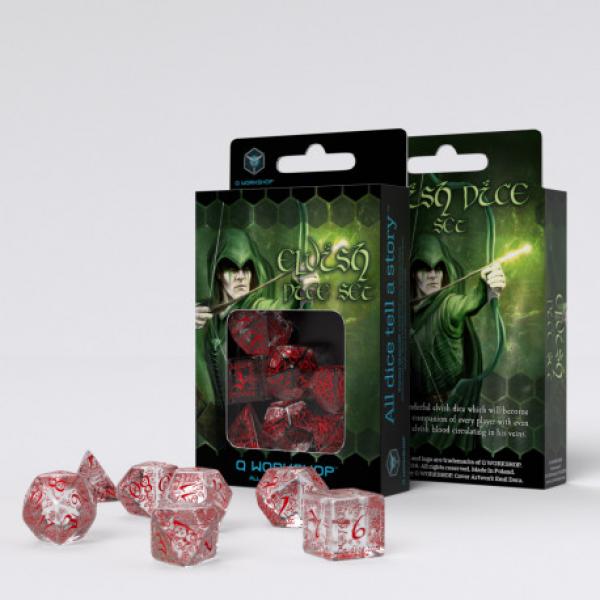 Elvish Translucent & Red Dice set