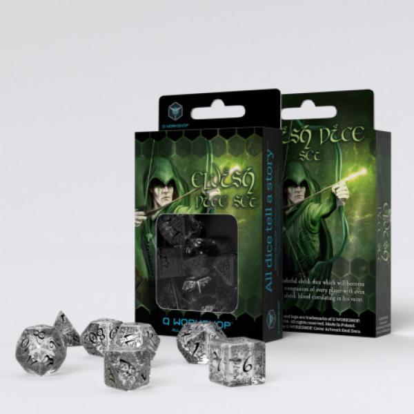 Elvish Translucent & Black Dice Set