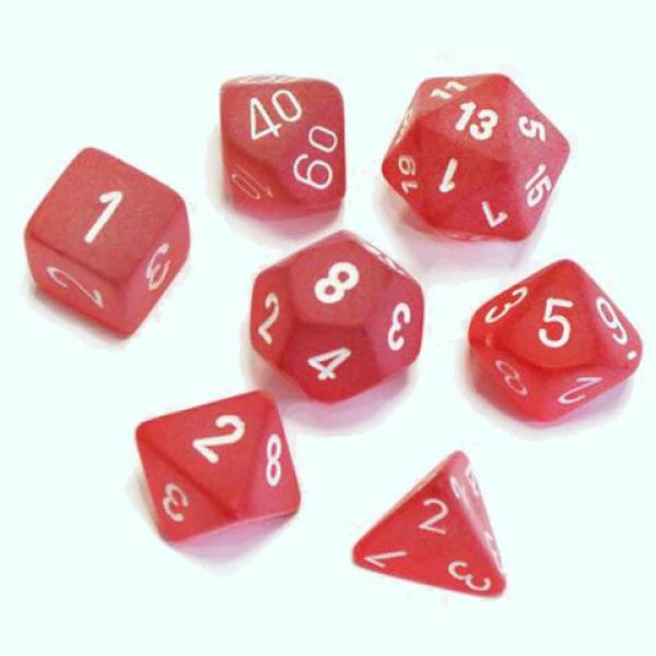 Poly Dice Set (7): Frosted Red/White