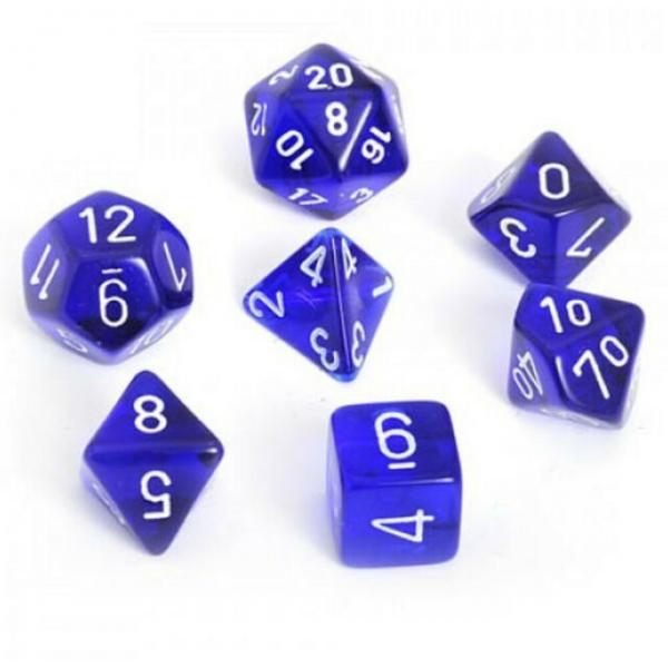 Poly Dice Set (7): Trans. Blue/White