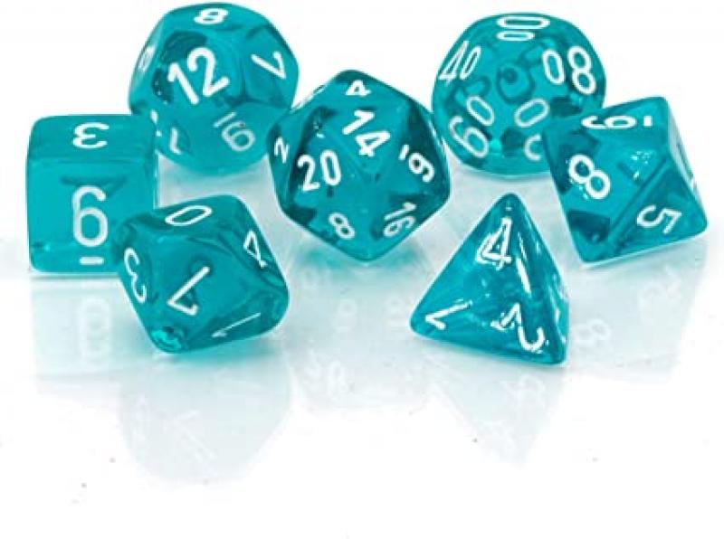 Poly Dice Set (7): Trans. Teal/White