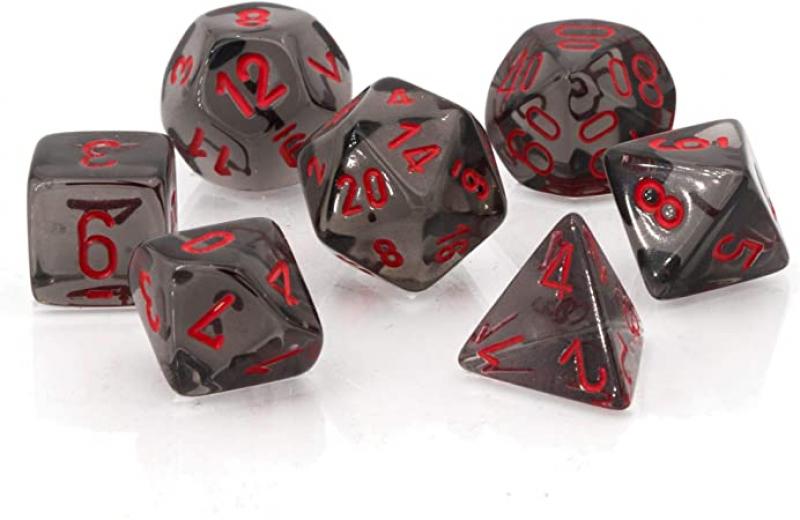 Poly Dice Set (7): Trans. Smoke/Red