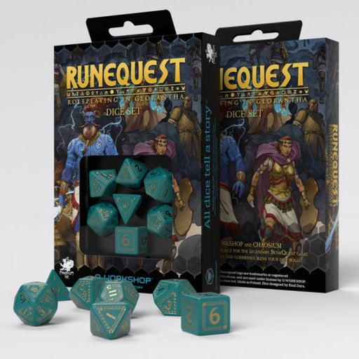 Q-Workshop RuneQuest: Turquoise & Gold Dice Set