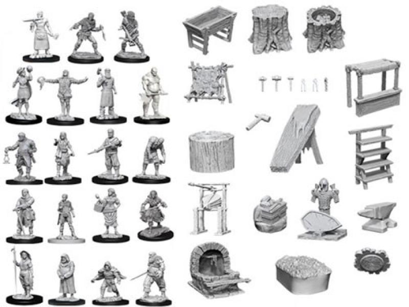 D&D Deep Cuts Unpainted Miniatures: Townspeople and Accessories