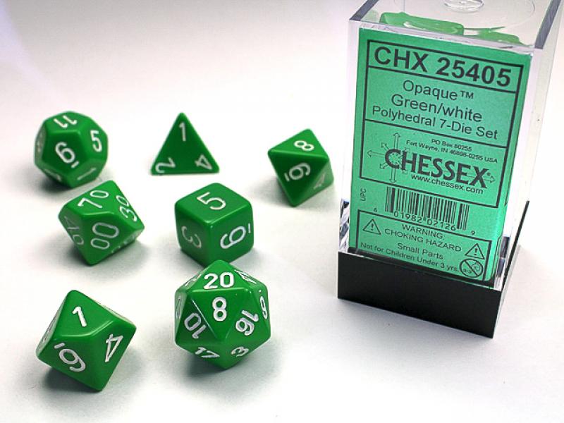 Poly Dice Set (7): Opaque Green/White