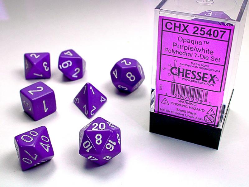 Poly Dice Set (7): Opaque Purple/White