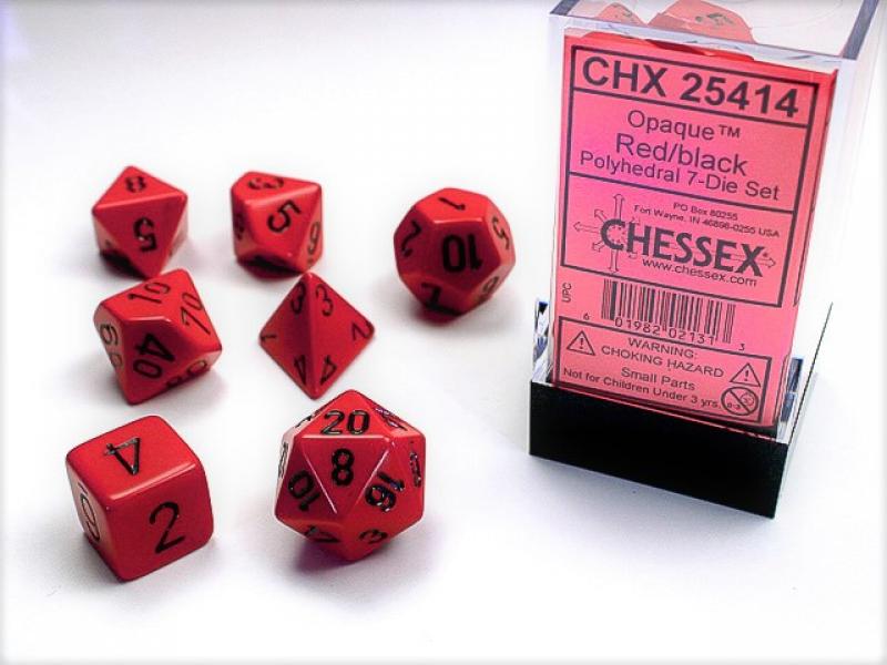 Poly Dice Set (7): Opaque Red/Black