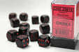 16mm D6 Dice Block (12): Opaque Black/Red