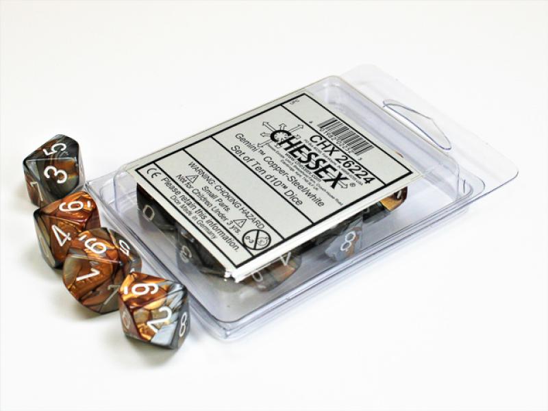 D10 Set (10): Gemini Copper-Steel w/white