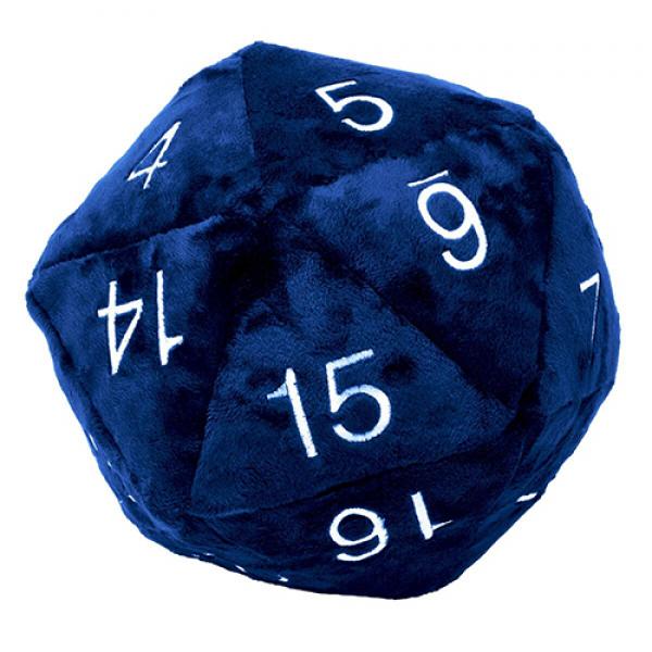 Jumbo D20 Novelty Dice Plush in Blue with Silver