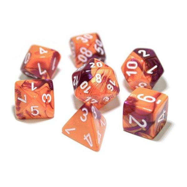 Gemini Polyhedral Orange-Purple/white 7-Die Set