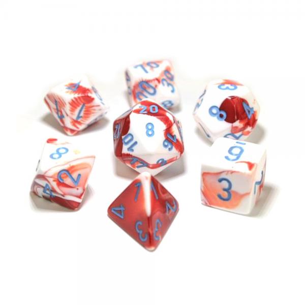 Gemini Polyhedral Red-White/blue 7-Die Set