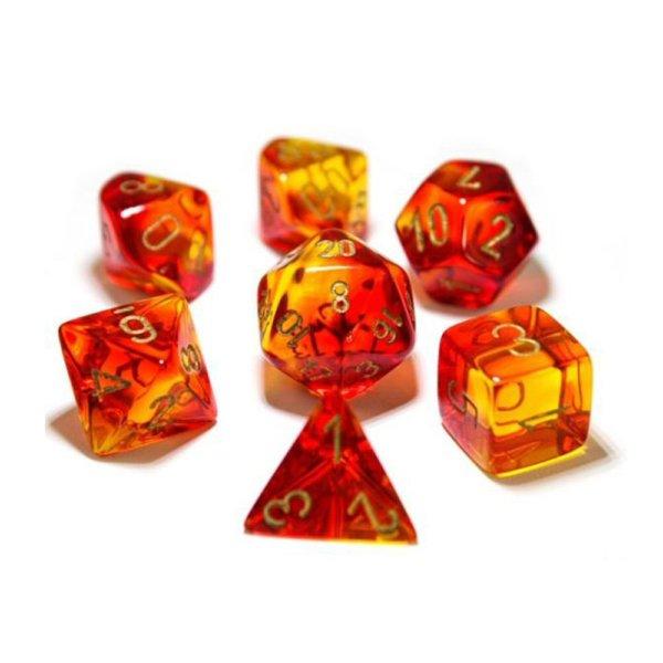 Gemini Polyhedral Red-Yellow/gold 7-Die Set